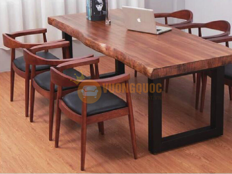 Bộ bàn ghế cafe bàn dài 6 ghế gỗ tự nhiên HOY TM166-3